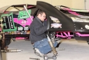 Rusty Schlenk works on his Lazer Chassis at Jan. 28's Bernheisel Race Cars Open House in its new shop in Jonestown, Pa. (pbase.com/cyberslash)