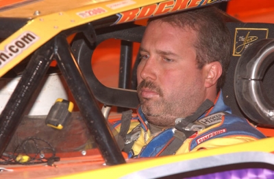 Shane Clanton sits in his twice-winning car at Cleveland. (Brian McLeod)