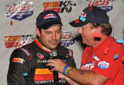 Ray Cook talks about his $10,000 victory. (butlerracingphotos.com)