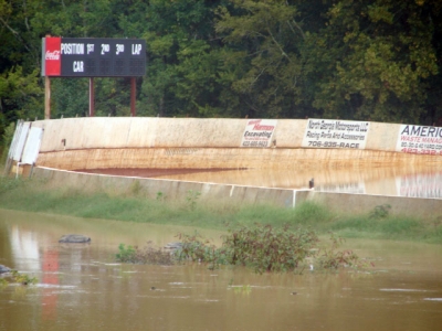 An overflowing Chickamauga Creek flooded Boyd's Speedway. (Boyd's Speedway)