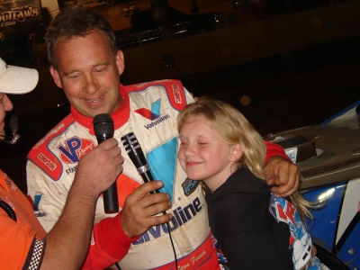 The winner's daughter joined him in victory lane. (Kevin Kovac)