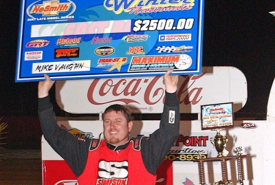 Shan Smith celebrates in victory lane. (Brian McLeod)