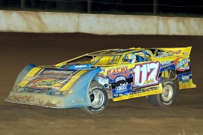 Kyle Merkel heads for victory in Central City, Pa. (Clifford Dove)