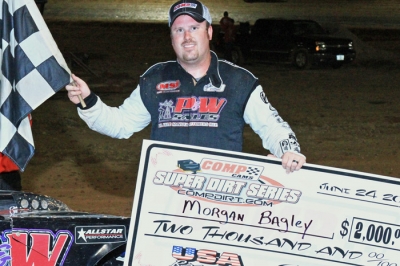 Morgan Bagley visits victory lane for the fourth time at USA Speedway. (Keene's Photography)