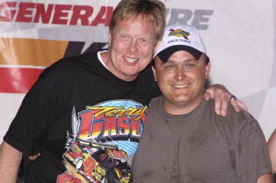 Car owner Arnie Ranta (left) and Terry Casey after a 2008 victory. (Jeremey Rhoades)