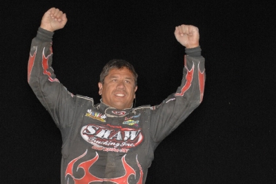 Don Shaw of Ham Lake, Minn., celebrates his victory at Las Vegas Motor Speedway. (photofinishphotos.com)
