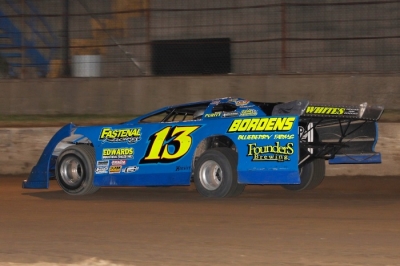 J.R. Hotovy heads to victory at Hartford's half-mile oval. (John Berglund)