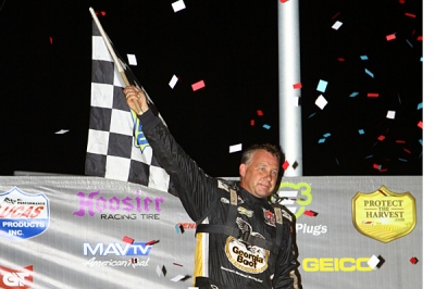 Steve Francis enjoys his first Lucas Oil Series victory of 2013. (mikerueferphotos.photoreflect.com)