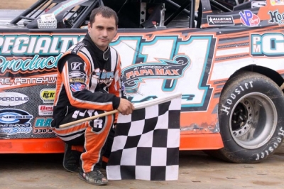 Max Blair reached victory lane for the 10th time this season at McKean County. (pbase.com/cyberslash)