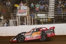 Hayden Cardwell takes the checkers April 13 at Lake Cumberland Speedway in Burnside, Ky., for his $5,000 American All-Star Series victory for Crate Late Models. (Tyler Carr)