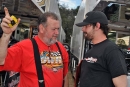 Chassis builder Barry Wright (left) gives Jared Landers some pointers about the his new race car. (DirtonDirt.com)