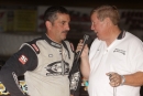 Rob Blair tells the McKean County Raceway crowd about his $7,500 ULMS victory June 15. (pbase.com/cyberslash)