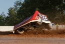Daniel Hilsabeck had a scary rollover wreck June 21 in time trials in  Lucas Oil Late Model Dirt Series actionat at Lernerville Speedway in Sarver, Pa., but wasn&#039;t injured. (Derek Bobik/wrtspeedwerx.com)