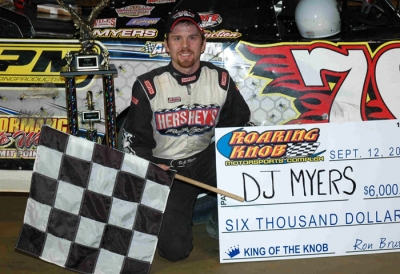 D.J. Myers celebrates in victory lane. (Lisa Gower)
