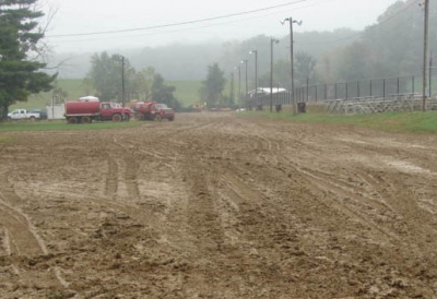 The Brownstown pits were a muddy mess Friday. (Chris Nunn)