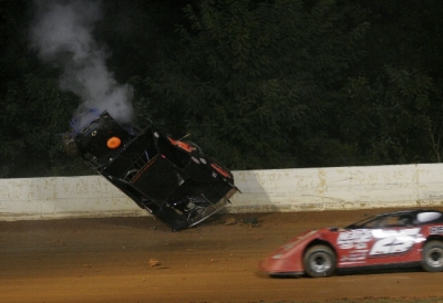 Jimmy Crabtree took a scary ride at Ponderosa. He wasn't injured. (Derrick Strader)