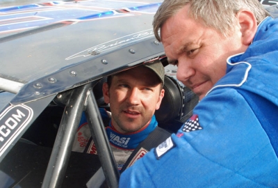 Jimmy Mars (right) chats with Brian Birkhofer at a recent event. (DirtonDirt.com)