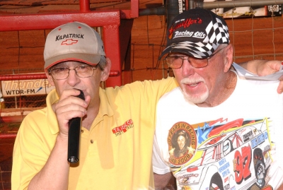 Perry Holman (left) with Red Farmer at Talladega Short Track. (Brian McLeod)