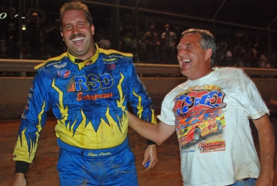 Shane Clanton (left) and Columbus Speedway promoter Johhny Stokes. (DirtonDirt.com)