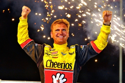 Clint Bowyer celebrates his Prelude victory. (thesportswire.net)