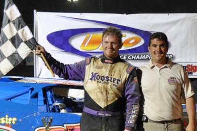 Jared Miley visits victory lane at Tyler County. (Tyler County Speedway)