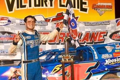 Ross Bailes enjoys victory lane at Carolina Speedway in Gastonia, N.C. (Gary Laster)