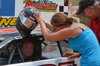 Casey Roberts is welcomed to victory lane at Smoky Mountain. (photobyconnie.com)