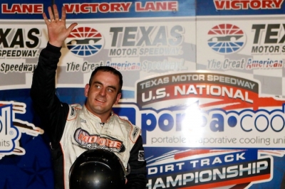 Ray Moore waves from victory lane after his fifth O'Reilly SUPR victory of the season. (Getty Images)