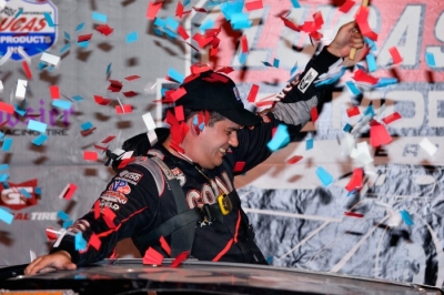 John Blankenship emerges from his winning car. (thesportswire.net)