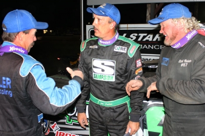 Tim Fuller (center) discusses the finish with Eric Spangler (left) and Rich Neiser (right). (Kevin Kovac)