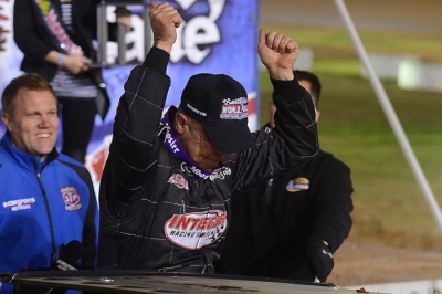 Darrell Lanigan celebrates his first Charlotte victory. (dt52photos.com)