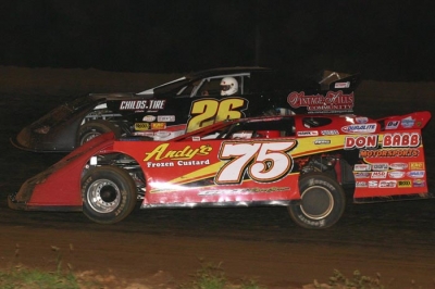 Terry Phillips (75) races to victory at Monett. (Ron Mitchell)