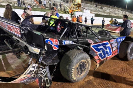 Benji Hicks's mangled bodywork. (Bumper Jack's Race Talk/Facebook)