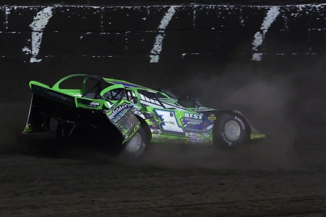 Tyler Erb spun to a stop in turn one. (joshjamesartwork.com)