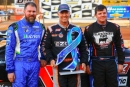 March Madness XVIII winner Dale McDowell (middle) shares Cherokee Speedway victory lane with runner-up Michael Brown (right) and third-place finisher Jonathan Davenport (left). (ZSK Photography)
