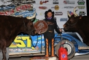 Mike Marlar and the oxen in victory lane Jan. 15 at Vado (N.M.) Speedway Park in the fifth round of the Wild West Shootout presented by O&#039;Reilly Auto Parts. (mikerueferphotos.photoreflect.com)