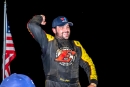 Devin Gilpin celebrates his $10,000 Valvoline Iron-Man Series victory Saturday, Aug. 6, 2022 at Brownstown (Ind.) Speedway. (Mark Shaefer)