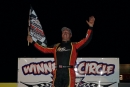 Rick Eckert celebrates Friday&#039;s Zimmer&#039;s ULMS victory at Path Valley Speedway in Spring Run, Pa. (Teal Beard/wrtspeedwerx.com)