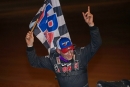 Russell Brown Jr. celebrates Sept. 24 at Needmore Speedway in Norman Park, Ga., after his $5,000 Crate Racin&#039; USA Late Model Series victory. (Brian McLeod/Dirt Scenes)