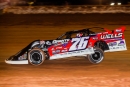Brandon Overton steers toward his second victory of the weekend at Golden Isles Speedway, where he’s won four of the last five Lucas Oil Series events. (heathlawsonphotos.com)