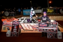 Ben Watkins celebrates his third straight Red Rose Rumble victory on March 18 at Lancaster (S.C.) Speedway — a $5,000 win on the Carolina Clash Super Late Model Series. (Kevin Ritchie)