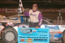 Scott James of Lawrenceburg, Ind., in victory lane at Barren County Speedway in Glasgow, Ky., on Sept. 24, 2004 after winning his third career NARA O&#039;Reilly Auto Parts Battle of the Bluegrass DirtCar Series feature. James led the final 11 laps. (Todd Turner)