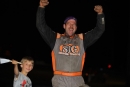 Tad Pospisil celebrates with his son in victory lane after leading the last four laps at Central Missouri Speedway for a $3,000 Malvern West Series victory. (mikerueferphotos.photoreflect.com)