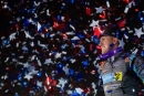 Nick Hoffman celebrates May 3&#039;s $30,000 World of Outlaws Real American Beer Late Model Series victory at Mississippi Thunder Speedway in Fountain City, Wis. (tylerrinkenphoto.smugmug.com)