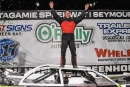 Joel Bennett celebrates May 23&#039;s Wabam Dirt Kings Tour victory at Outagamie Speedway in Seymour, Wis. (Chad Marquardt)