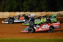 Sam Seawright (16) outran Luke Morey (49) and Josh Putnam (212) for a $4,000 Bama 100-opening victory June 6 at Xtreme Speedway near Moulton, Ala. (Zackary Washington/Simple Moments Photography)