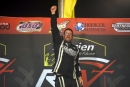 Josh Leonard celebrates June 7&#039;s Nutrien Ag Solutions POWRi Revival Super Dirt Series victory at Rolling Plains Motor Speedway in Hays, Kan. (photosbyboyd.smugmug.com)