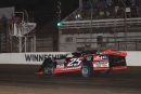Chad Simpson takes the checkers June 21 at Winneshiek Raceway in Decorah, Iowa, for his Malvern Bank East Series victory. (mikerueferphotos.photoreflect.com)