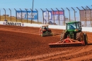 The track crew gets The Dirt Track at Charlotte ready for Wednesday's time trial sessions. (Zach Yost)