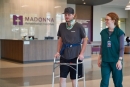 Laine Schwehr had to learn to walk again at Madonna Rehabilitation Hospital in Lincoln, Neb., after breaking his neck in a Late Model crash. (Madonna Rehabilitation Hospitals)
